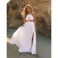 Cailey Cutout Halter Maxi Dress - White