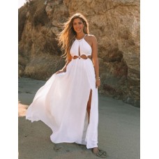 Cailey Cutout Halter Maxi Dress - White